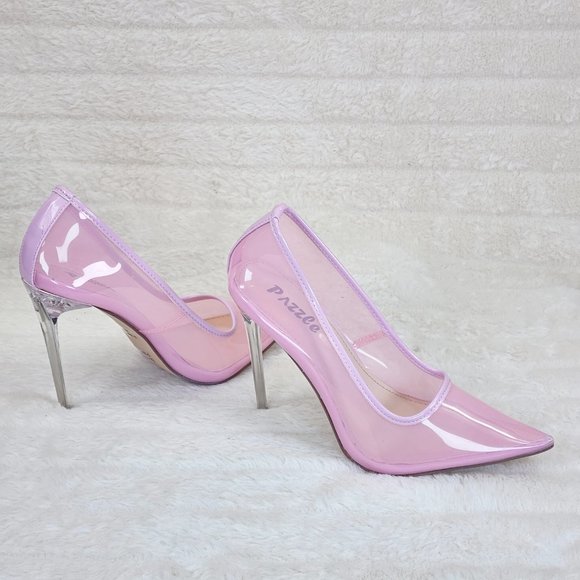 PVC Jelly Translucent High Heel Pointy Toe Stiletto Pumps Shoes Pink Baker - Picture 1 of 7